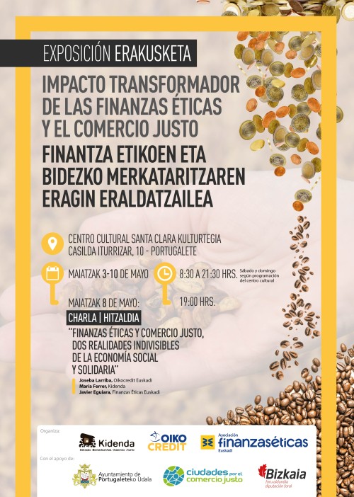 Cartel actividades mes del comercio justo en Euskadi y Navarra